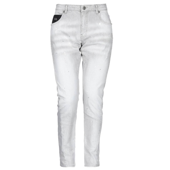 ⭐️ JOHN RICHMOND ⭐️HIGH WAISTED LIGHT GREY DENIM WASH W/BEADED BACK SIZE: (4) 27 - Picture 3 of 5